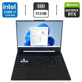 Ігровий ноутбук Asus TUF Gaming F15 FX517Z / 15.6" (1920x1080) IPS / Intel Core i7-12650H (10 (16) ядер по 3.5 - 4.7 GHz) / 16 GB DDR5 / 512 GB SSD / nVidia GeForce RTX 3070, 8 GB GDDR6, 256-bit / WebCam б/в