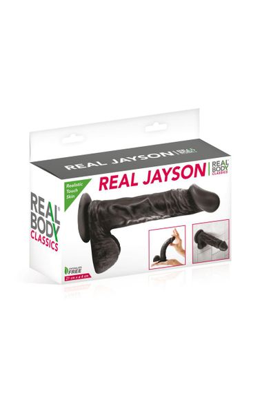 Фалоімітатор на присосці Real Body — Real Jayson Black, TPE, діаметр 4 см | Зображення 1