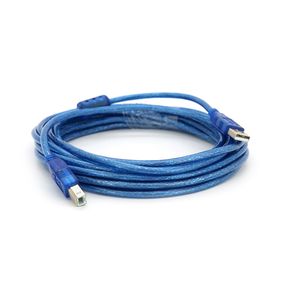 Кабель USB 2.0 RITAR AM/BM, 5.0m, 1 феррит, прозрачный синий