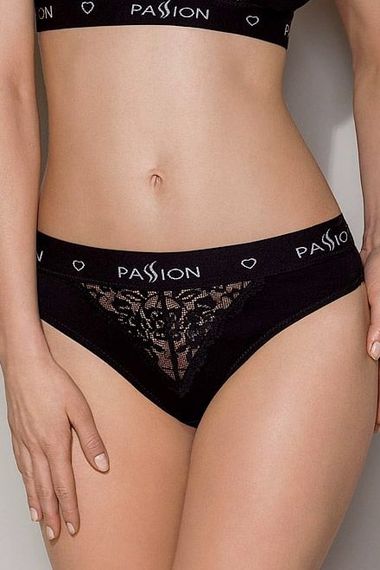 Трусики з широкою гумкою і мереживом Passion PS001 PANTIES, Чорний, S, S, Маленький розмір