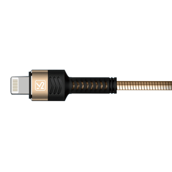 USB кабель Kaku KSC-069 USB - Lightning 1m, металева оплітка - Gold | Зображення 1
