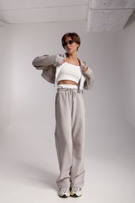 Спортивний костюм з коротким худі та прямими штанами - сірий цвет, M (є розміри)