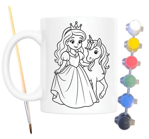 Набор для творчества кружка раскраска Принцесса и Единорог 330 мл белая (КР0128) | Зображення 1