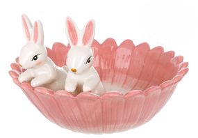 Глибокий керамічний салатник Primavera: Кролики у бутонах, 21 см