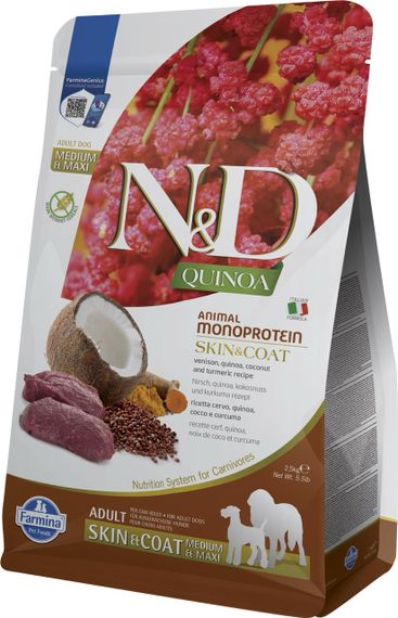 Сухий корм з олениною для собак Farmina N&D Quinoa Skin & Coat, Venison & Coconut Adult Medium & Maxi, 7 кг