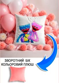 Подушка плюшева Мерч Крафт Дизайн з принтом Міссі рожевий плюш квадратна 33х33 см