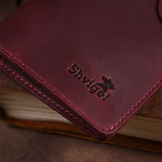 Бумажник женский из винтажной кожи SHVIGEL 16166 Бордовый | Зображення 9