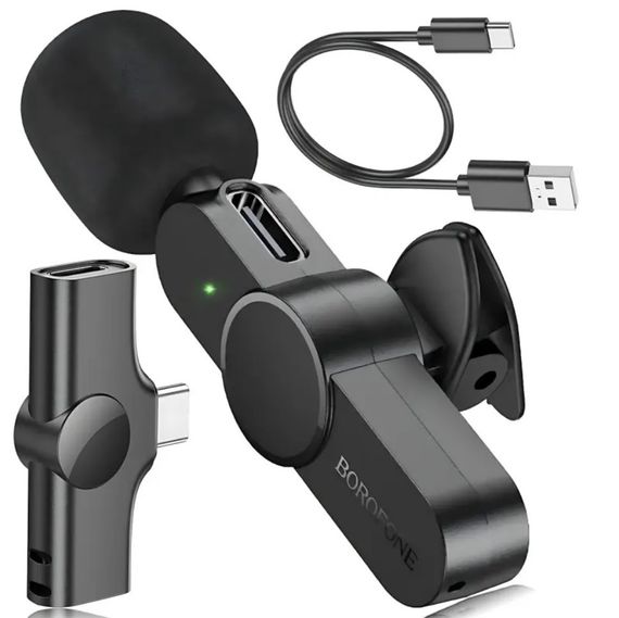 Мікрофон петличний бездротовий Borofone BFK12 Type-C - Black | Зображення 4