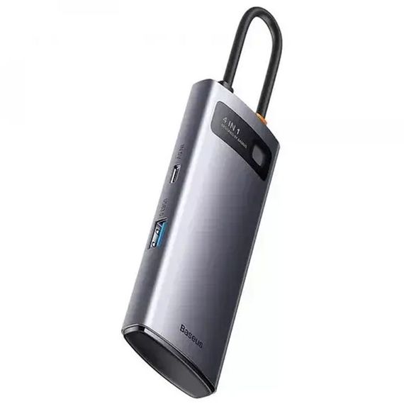 Переходник HUB Baseus Metal Gleam Series 4-in-1 4xUSB3.0 (WKWG070013) Gray | Зображення 2