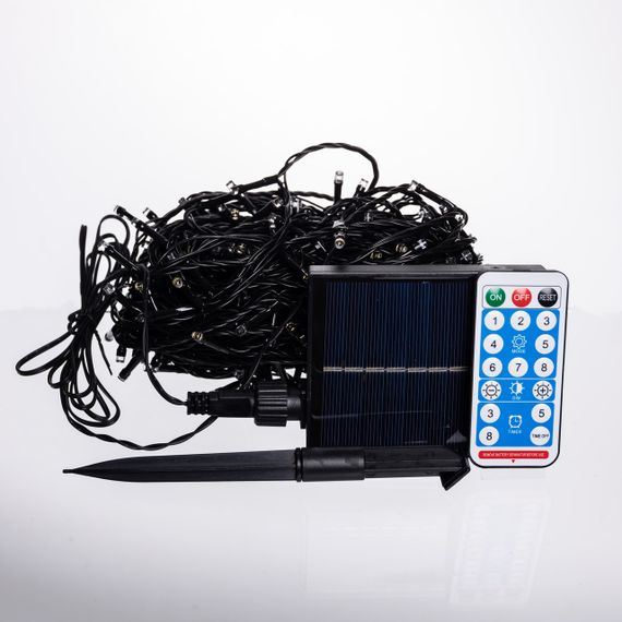 Новорічна гірлянда вулична 30 м 300 LED з сонячною батареєю чорний провід Жовтий SB300L30MBY | Зображення 2