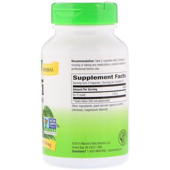 Натуральная добавка для иммунитета Nature's Way Fo-Ti Root 610 mg 100 Veg Caps | Зображення 1