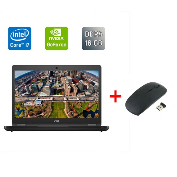 Ігровий ноутбук Dell Latitude 5491 / 14" (1920x1080) IPS / Intel Core i7-8850H (6 (12) ядра по 2.6 - 4.3 GHz) / 16 GB DDR4 / 512 GB SSD / nVidia GeForce MX130, 2 GB GDDR5, 64-bit / WebCam / Windows 10 б/в + Подарунок Бездротова миша / USB