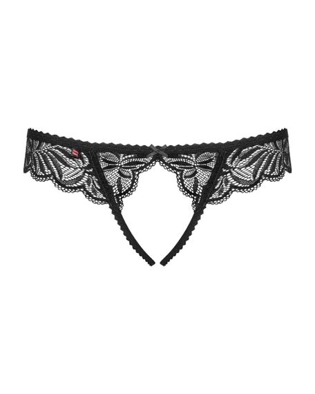Мереживні танга з доступом Obsessive Contica crothchles thong S/M, чорні | Зображення 4