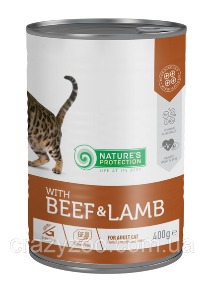 Вологий корм для котів Nature's Protection with Beef & Lamb з яловичиною та ягням 400 г