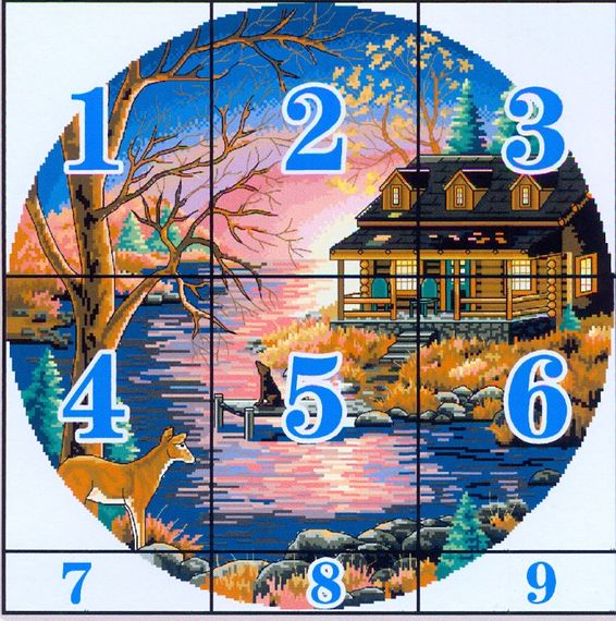 Набір для вишивання за нанесеною на канву схемою "Sunset lake villa".AIDA 14CT printed,48*48см | Зображення 3