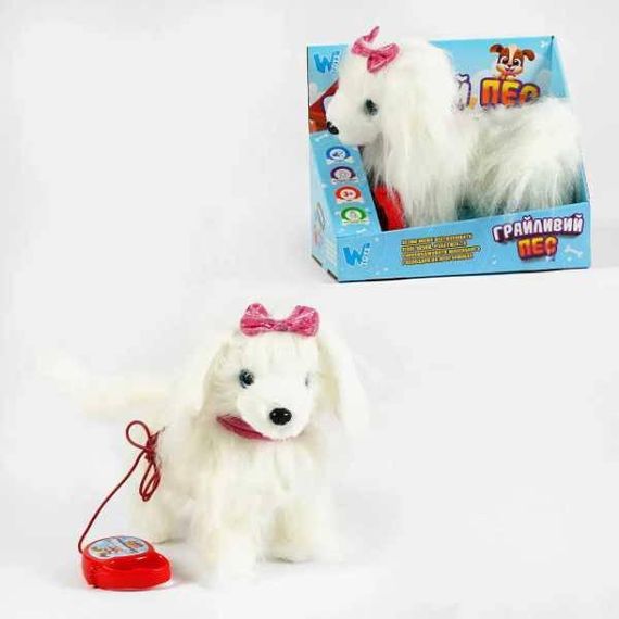 М'яка інтерактивна іграшка Мальтійська Болонка, що гуляє на повідку