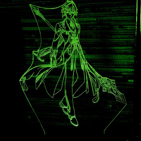 Акриловий світильник-нічник Чжун Ли (Zhongli) 2 зелений tty-n000669