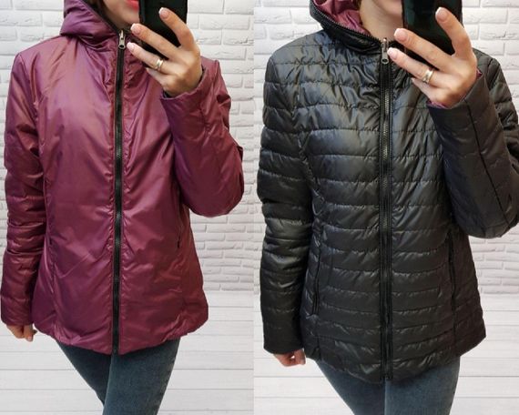 Куртка двостороння, арт.185, чорний / бордо