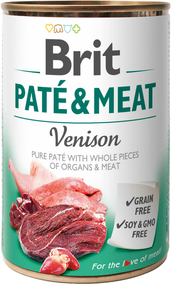 Вологий корм консерва Brit Pate & Meat для дорослих собак, оленина та курка 400г