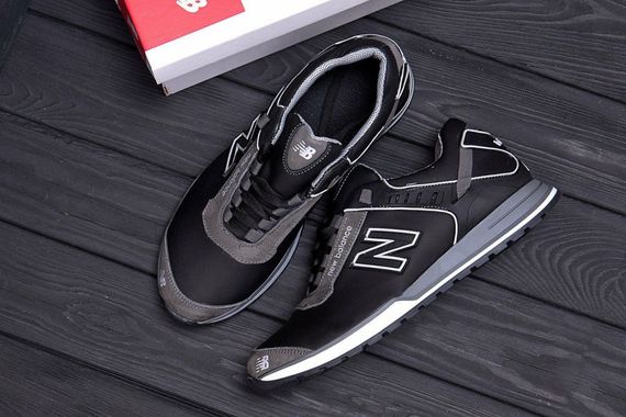 Чоловічі шкіряні демісезонні кросівки New Balance колір чорний, сірий | Зображення 6
