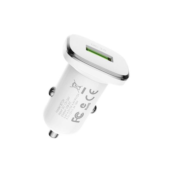 Автомобільний зарядний пристрій BOROFONE BZ12A single port QC3.0 with Micro-USB cable White | Зображення 4