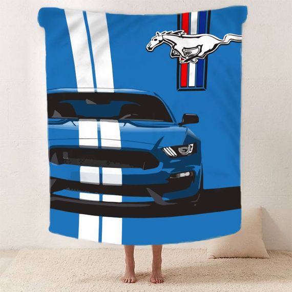 Плед 3D Синій Ford Mustang 12432 160х200 см | Зображення 1