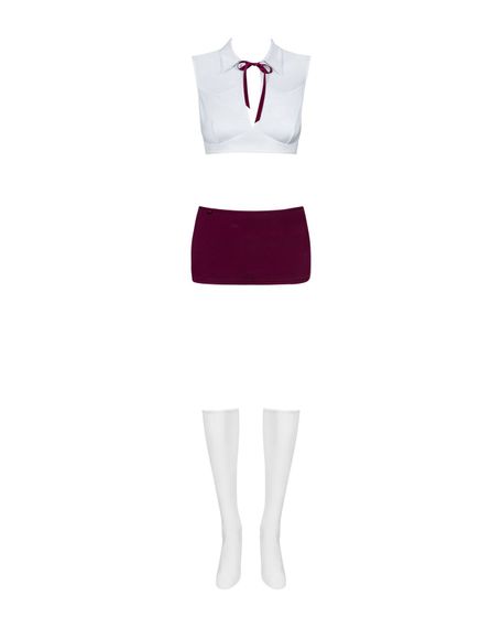 Еротичний костюм студентки Obsessive Student 4 pcs costume S/M, топ, спідниця, стринги, гольфи | Зображення 4