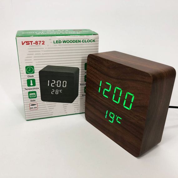 Электронные часы с термометром и функцией активация по звуку VST-872-4, Часы электронные настольные | Зображення 1