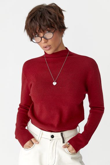 Базова трикотажна водолазка - червоний цвет, ONE SIZE (є розміри) | Зображення 4