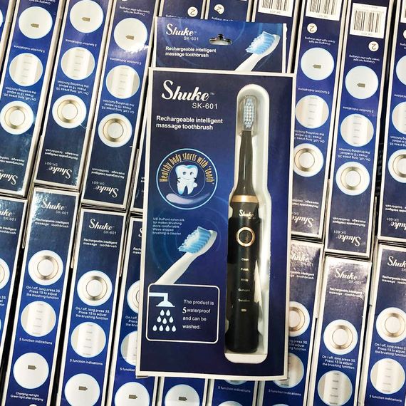 Електрощітка зубна Shuke SK-601 чорна | Зубна щітка на батарейках Зубна щітка GZ-448 електрична кругла | Зображення 6