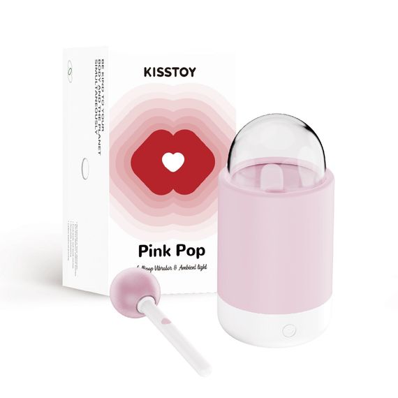 Вібратор-цукерка на паличці KISSTOY Pink Pop, зарядний кейс-нічник, 10 режимів вібрації | Зображення 3