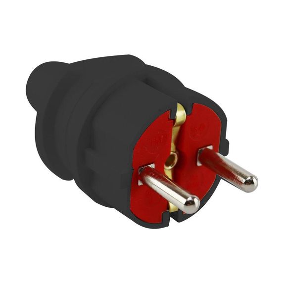 Вилка з заземленням, 16А, чорна, AY-KA, (арт. 62-13-32) | Зображення 1