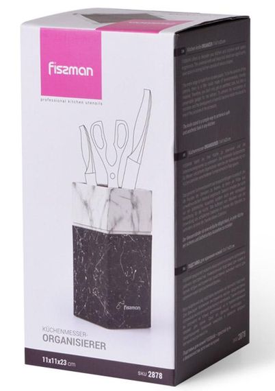 Колода-підставка для ножів Fissman Marble 11х23см, пластик чорно-білий | Зображення 3