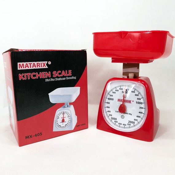 Ваги кухонні механічні MATARIX MX-405 5 кг, ваги для зважування продуктів. Колір: червоний | Зображення 1