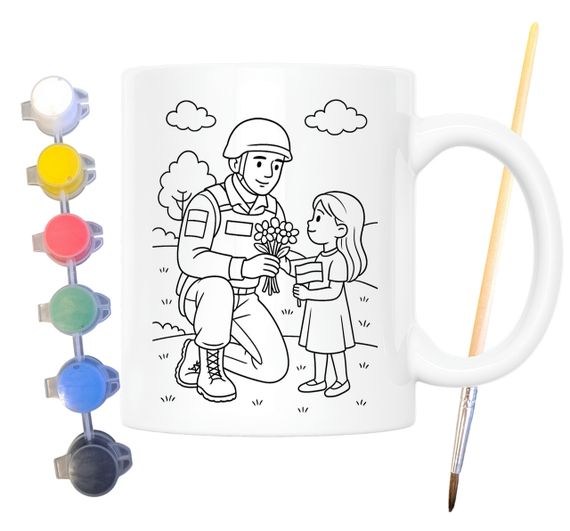 Набор для творчества кружка раскраска Защитники Украины 330 мл белая (КР0152) | Зображення 1