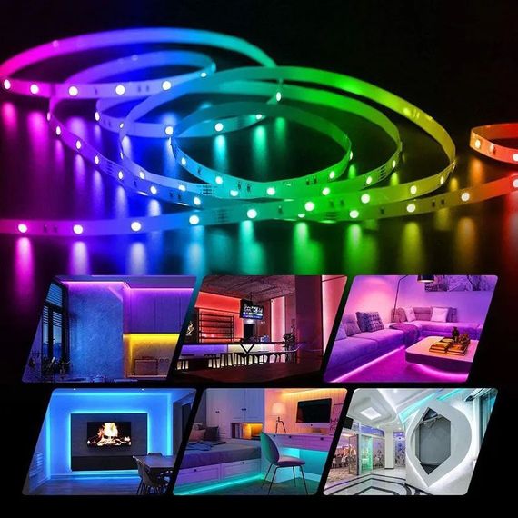 Світлодіодна стрічка колір в асортименті SMD 5050 RGB 5 м bluetooth, Стрічка світлодіодна для порізки RV-31 | Зображення 5