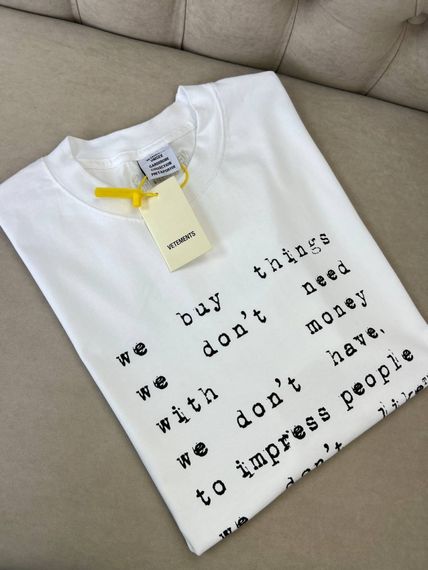 Футболка Vetements We Buy Things чоловіча біла бавовна оверсайз f723 | Зображення 1