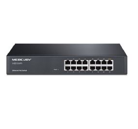 Комутатор POE Mercury S116PS 15 портів POE 100Мбит + 1 порт Ethernet (UP-Link) 100 Мбіт, БП вбудований, кріплення в стійку, BOX (294 * 180 * 44)