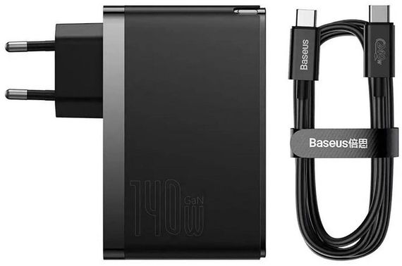 Зарядне пристрій Baseus GaN5 PRO 140W+Кабель Type-C to Type-C 240W CCGP1002 чорний (33078-01_2582) | Зображення 2