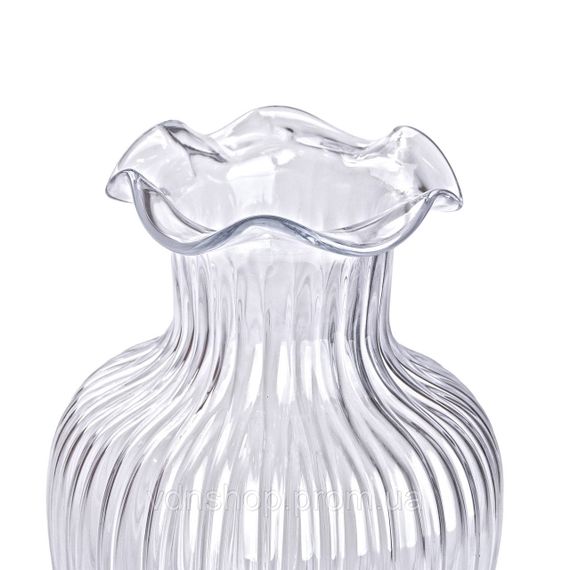 Скляна ваза, декоративна фігурка 24,5 см, прозора HP-1701 | Зображення 1