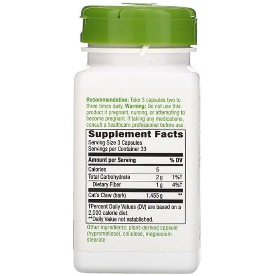 Котячий кіготь Nature's Way Cat's Claw Bark 1455 mg 100 Veg Caps NWY11450 | Зображення 1