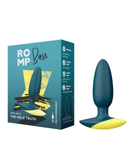 Анальна вібропробка Romp Bass Dark Green, силікон, перезаряджувана, макс. діаметр 3 см | Зображення 5