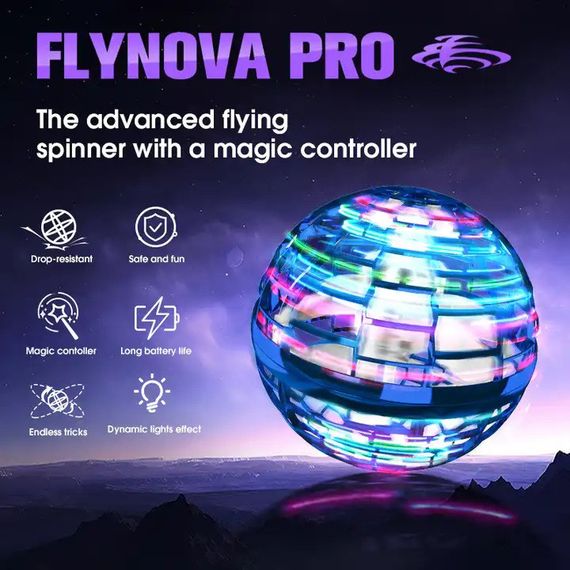 Летающий шар спиннер светящийся FlyNova Pro Gyrosphere, Летающий спиннер flying fidget KR-573 spinner, спиннер | Зображення 6