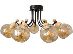 Минималистическая люстра в детскую BR-272S/8 E27 BK+WOOD