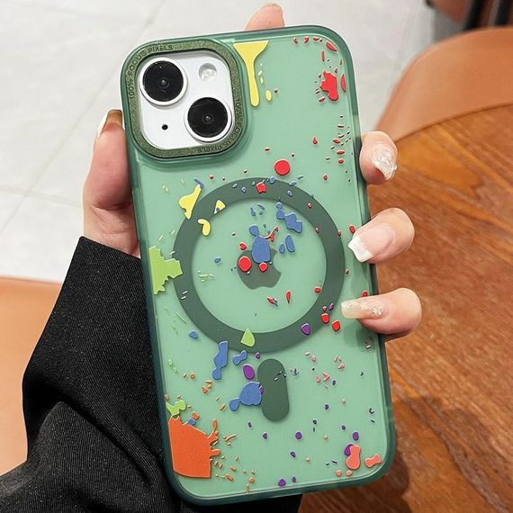 Чехол TPU+PC Flush with MagSafe для Apple iPhone 15 (6.1") Dark green | Зображення 1