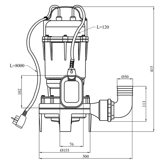 Дренажно-фекальний насос Agua WQDN 12-12-2 кВт з ножем (CV035080) | Зображення 1