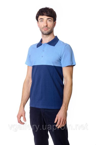 Футболка чоловіча ПОЛО — Комбі Синя з коротким рукавом XL