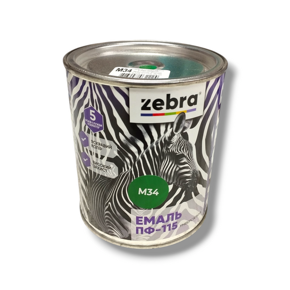 Емаль алкідна пф-115 універсальна 0,8 кг zebra master 1234 м34 світло-зелений