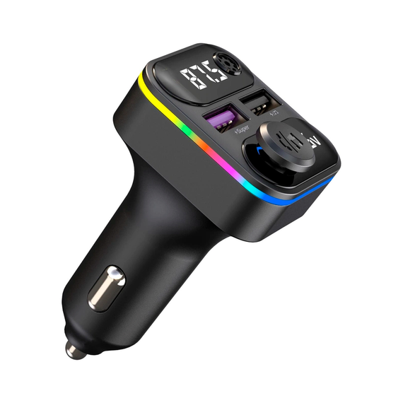 Автомобільний FM ФМ-модулятор Terra С37, Bluetooth 5.0, трансмітер, вольтметр, швидке заряджання QC3.0 | Зображення 1