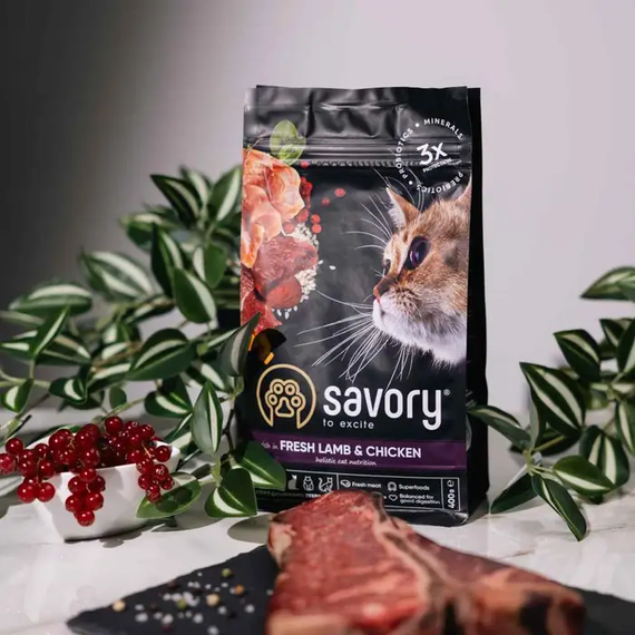 Сухий корм Savory для дорослих стерилізованих котів, ягня та курка 400г | Зображення 4